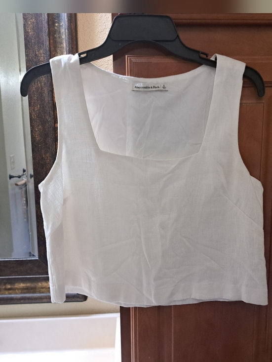 Abercrombie & Fitch Tops - Abercrombie & Fitch White Square Neck Linen Blend Crop Tank Size Small